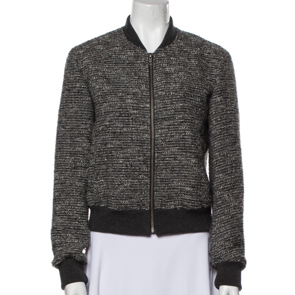 City Chic Tweed Theory Bomber Jacket - Picture 1 of 6